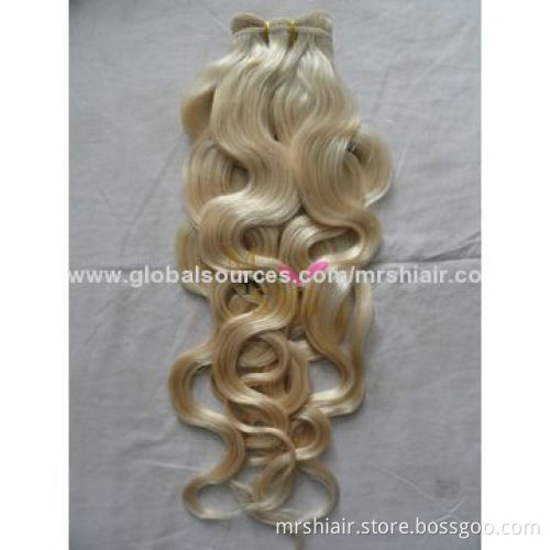 24-Inch Blond Natural Curly Malaysian Hair Weaving